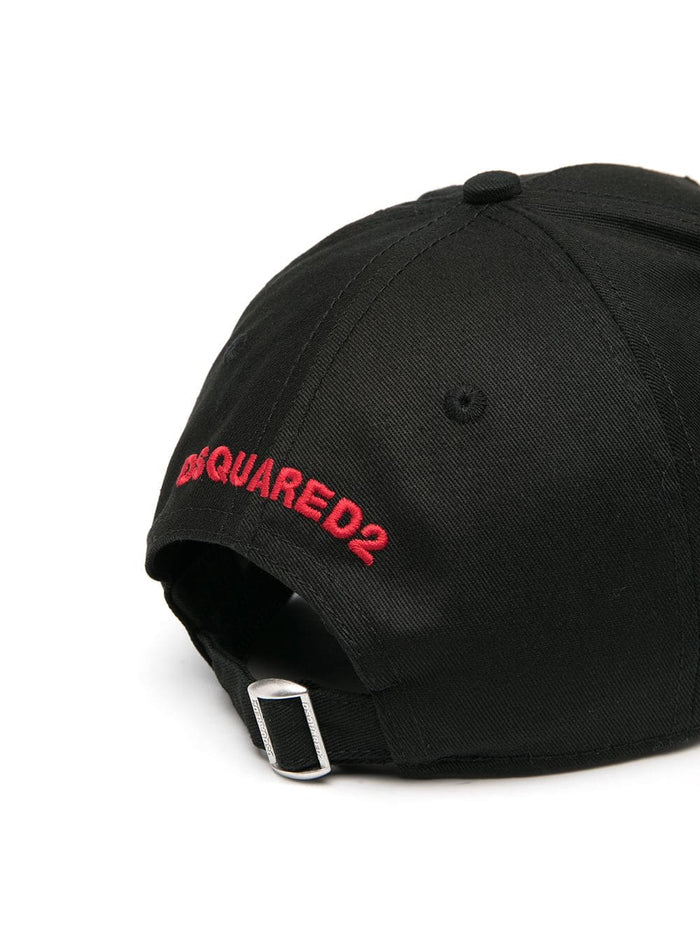 DSQUARED2 Maple Leaf Cap Black/Red - MAISONDEFASHION.COM