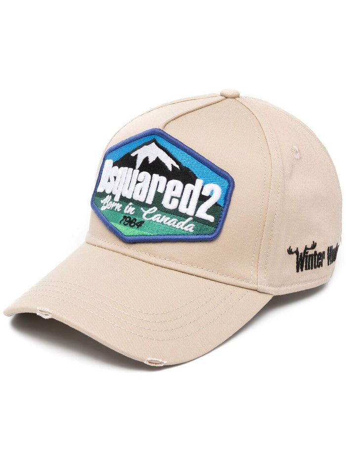 DSQUARED2 Mountain Logo Cap Beige - MAISONDEFASHION.COM