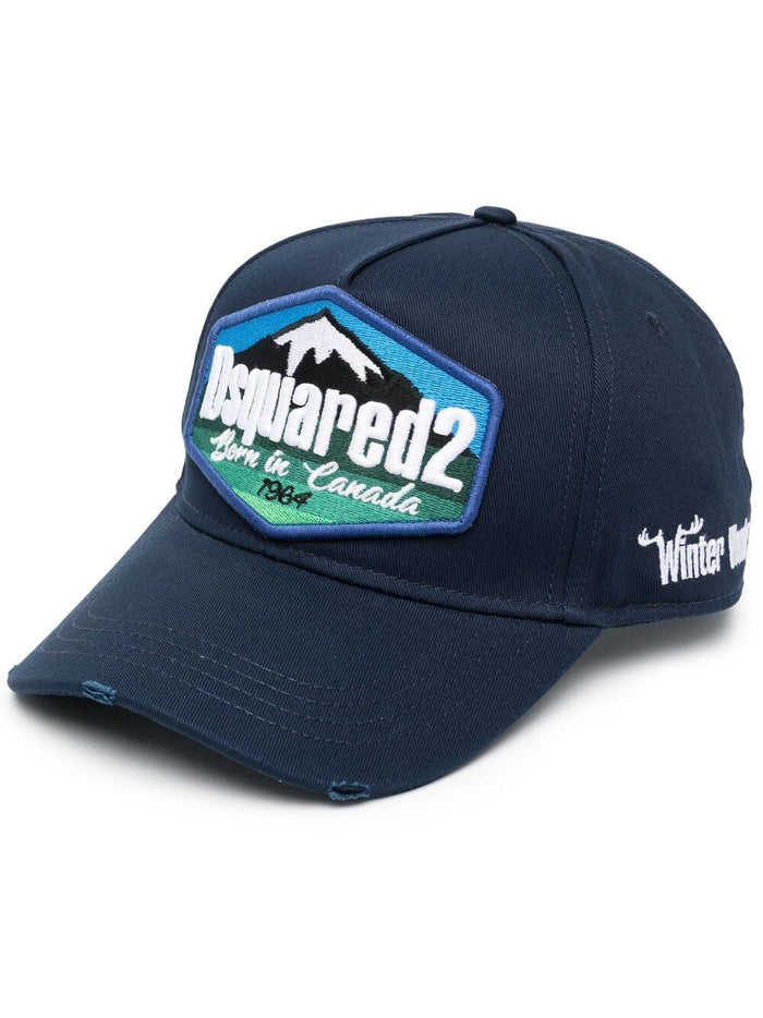 DSQUARED2 Mountain Logo Cap Navy - MAISONDEFASHION.COM