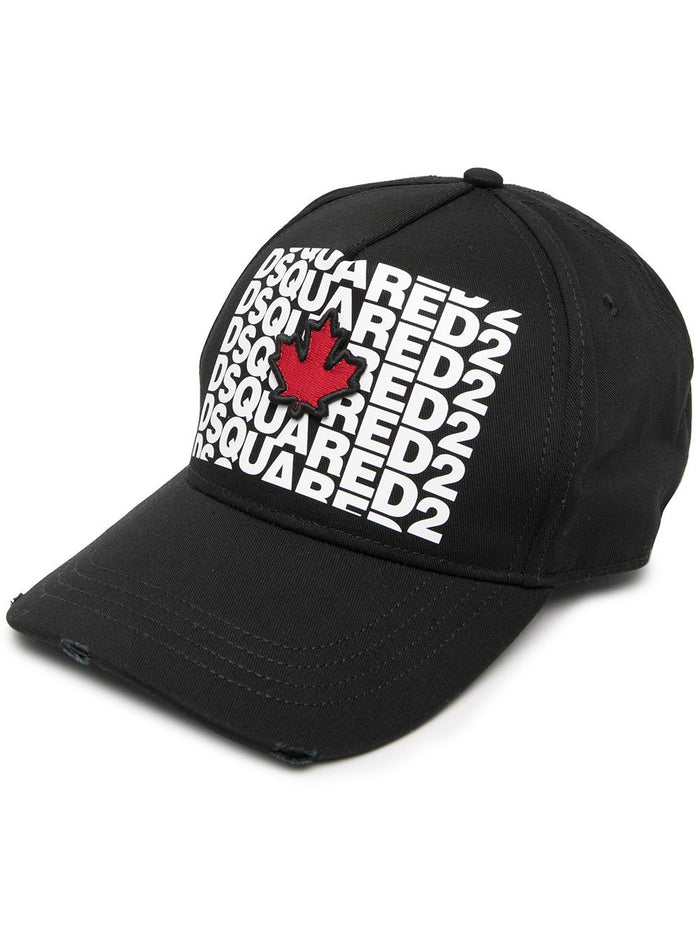 DSQUARED2 Repeated Logo Cap Black - MAISONDEFASHION.COM