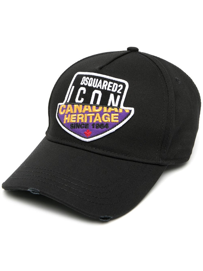 DSQUARED2 Split Logo Patch Cap Black - MAISONDEFASHION.COM