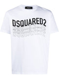DSQUARED2 Wave Logo T-Shirt White - MAISONDEFASHION.COM