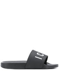 DSQUARED2 Icon Pool Sliders Black/White - MAISONDEFASHION.COM