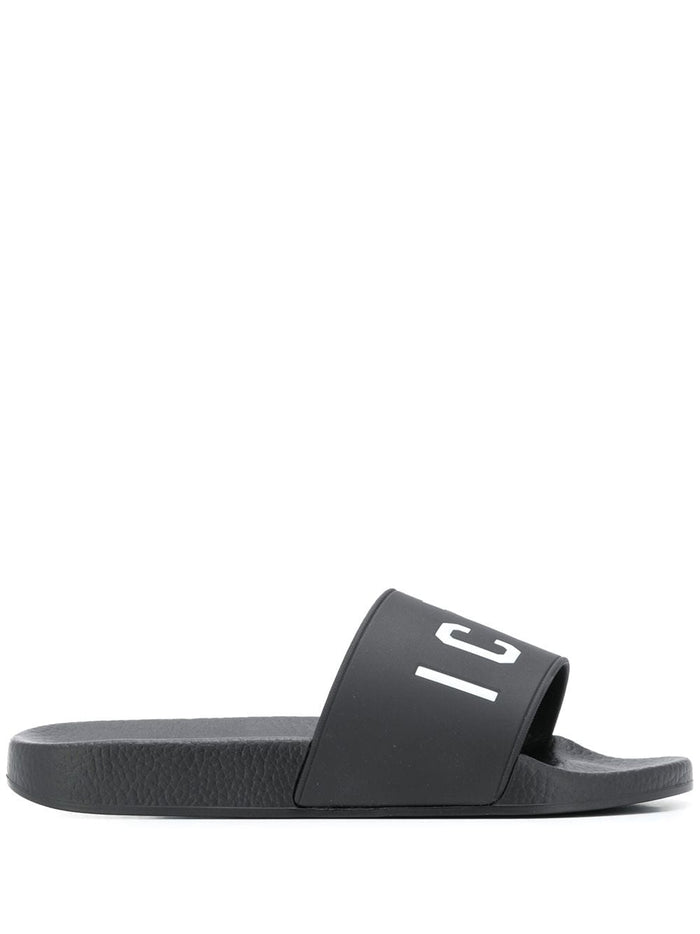 DSQUARED2 Icon Pool Sliders Black/White - MAISONDEFASHION.COM