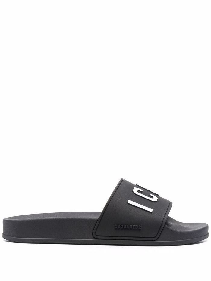 DSQUARED2 WOMEN Icon Slides Black - MAISONDEFASHION.COM