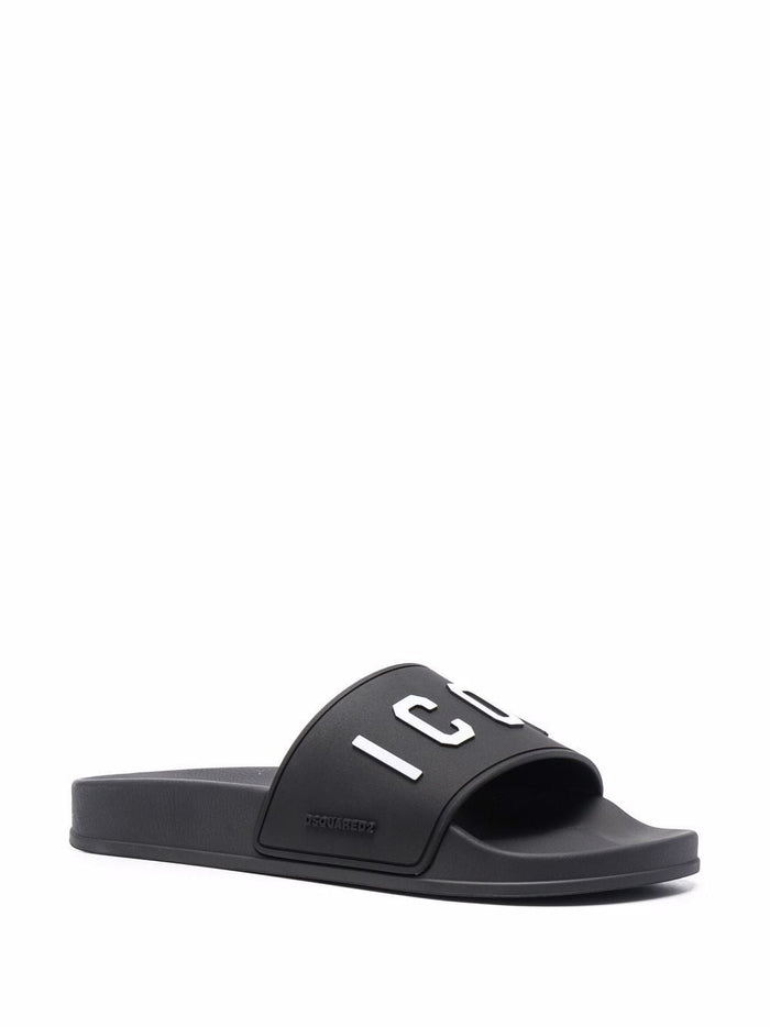 DSQUARED2 WOMEN Icon Slides Black - MAISONDEFASHION.COM