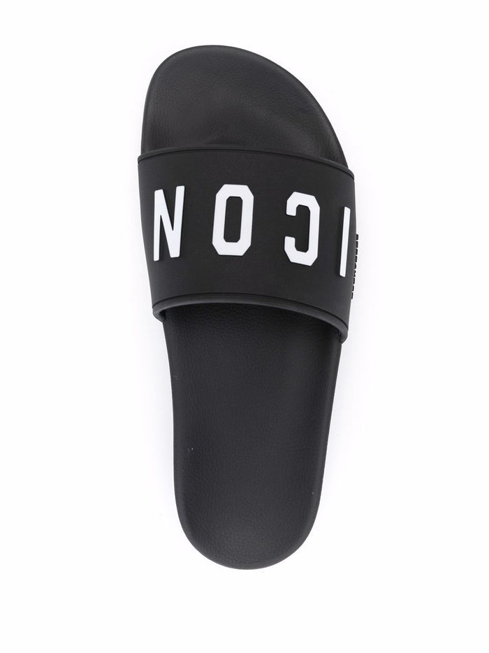 DSQUARED2 WOMEN Icon Slides Black - MAISONDEFASHION.COM