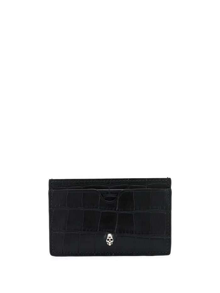 Alexander McQueen Embossed Leather Cardholder Black - MAISONDEFASHION.COM