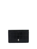 Alexander McQueen Embossed Leather Cardholder Black - MAISONDEFASHION.COM