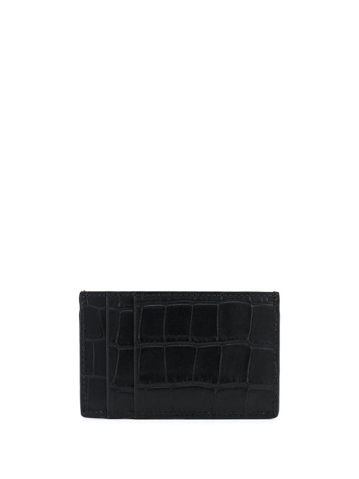 Alexander McQueen Embossed Leather Cardholder Black - MAISONDEFASHION.COM