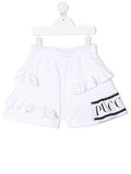 EMILIO PUCCI KIDS Elasticated ruffled shorts White - MAISONDEFASHION.COM