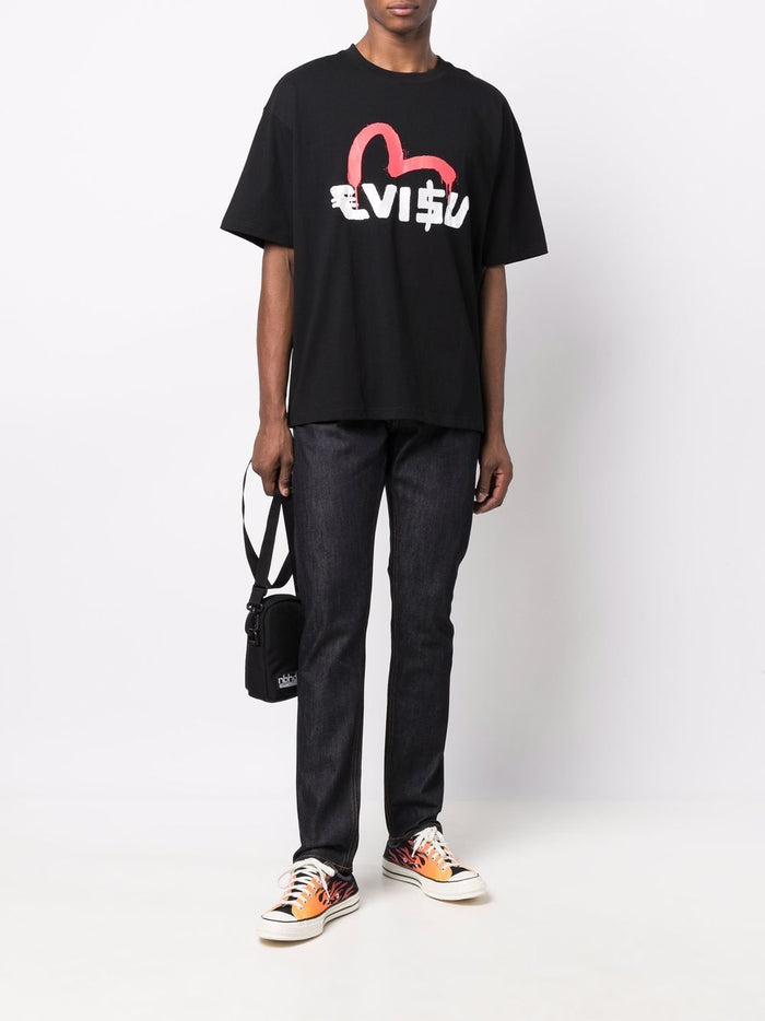 EVISU Seagull Print Jeans Blue - MAISONDEFASHION.COM