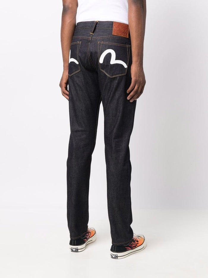 EVISU Seagull Print Jeans Blue - MAISONDEFASHION.COM