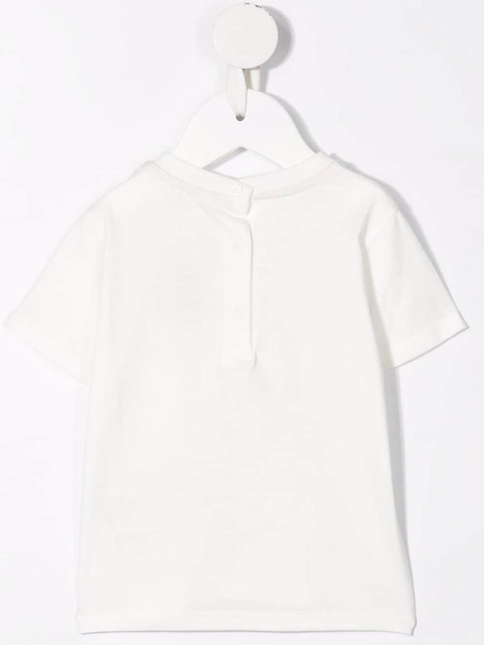 FENDI BABY Teddy Bear Logo Embroidered Pocket T-Shirt White - MAISONDEFASHION.COM