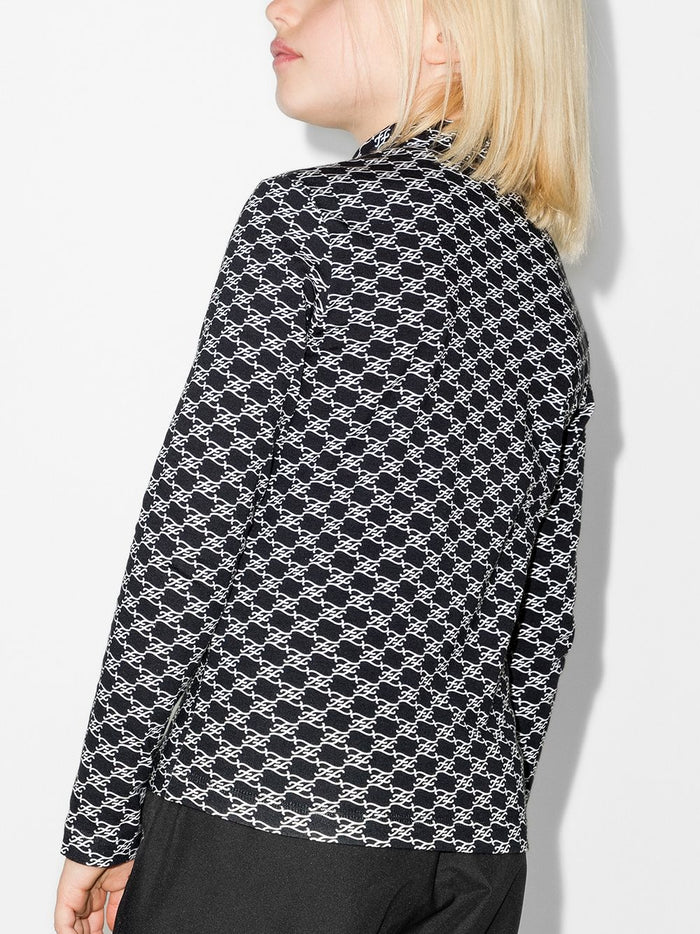 FENDI KIDS FF Calligraphy Long Sleeve Top Black - MAISONDEFASHION.COM