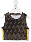 FENDI KIDS FF Logo Monogram Vest Brown - MAISONDEFASHION.COM
