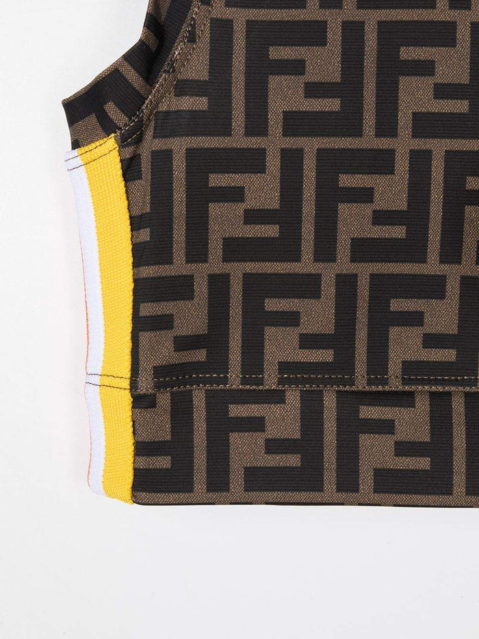 FENDI KIDS FF Logo Monogram Vest Brown - MAISONDEFASHION.COM