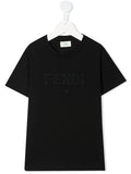 FENDI KIDS Logo lettering T-shirt Black - MAISONDEFASHION.COM