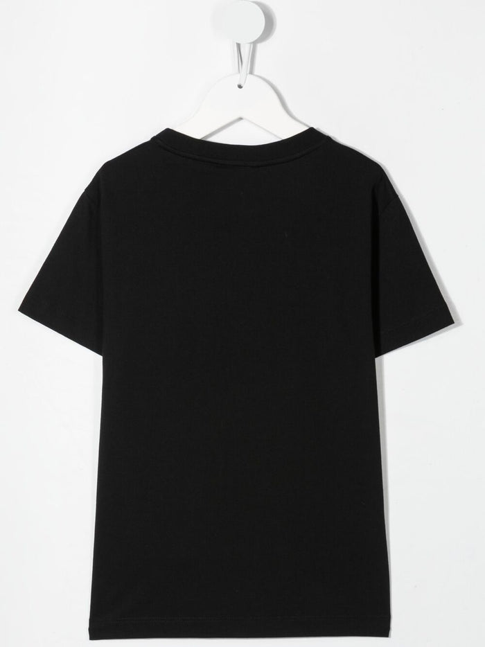 FENDI KIDS Logo lettering T-shirt Black - MAISONDEFASHION.COM