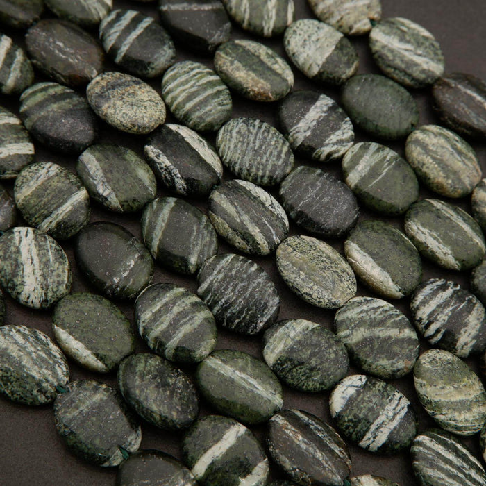 Green Zebra Jasper · Smooth · Oval · 10mm, 12mm, Tejas Beads, Beads