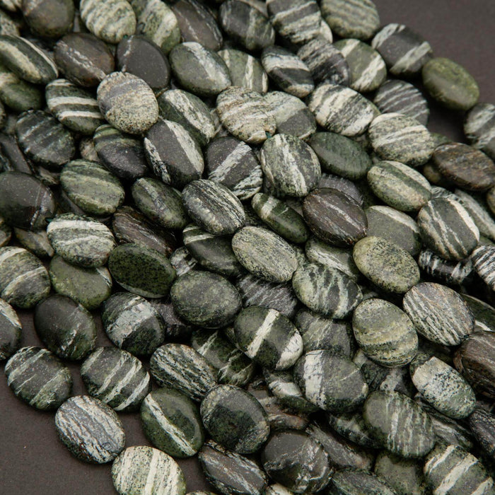 Green Zebra Jasper · Smooth · Oval · 10mm, 12mm, Tejas Beads, Beads