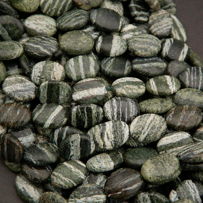 Green Zebra Jasper · Smooth · Oval · 10mm, 12mm, Tejas Beads, Beads