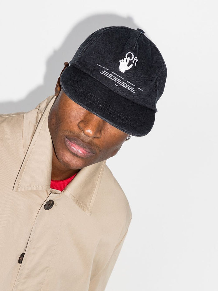 OFF-WHITE Hands Off Logo Embroidered Baseball Cap Black - MAISONDEFASHION.COM