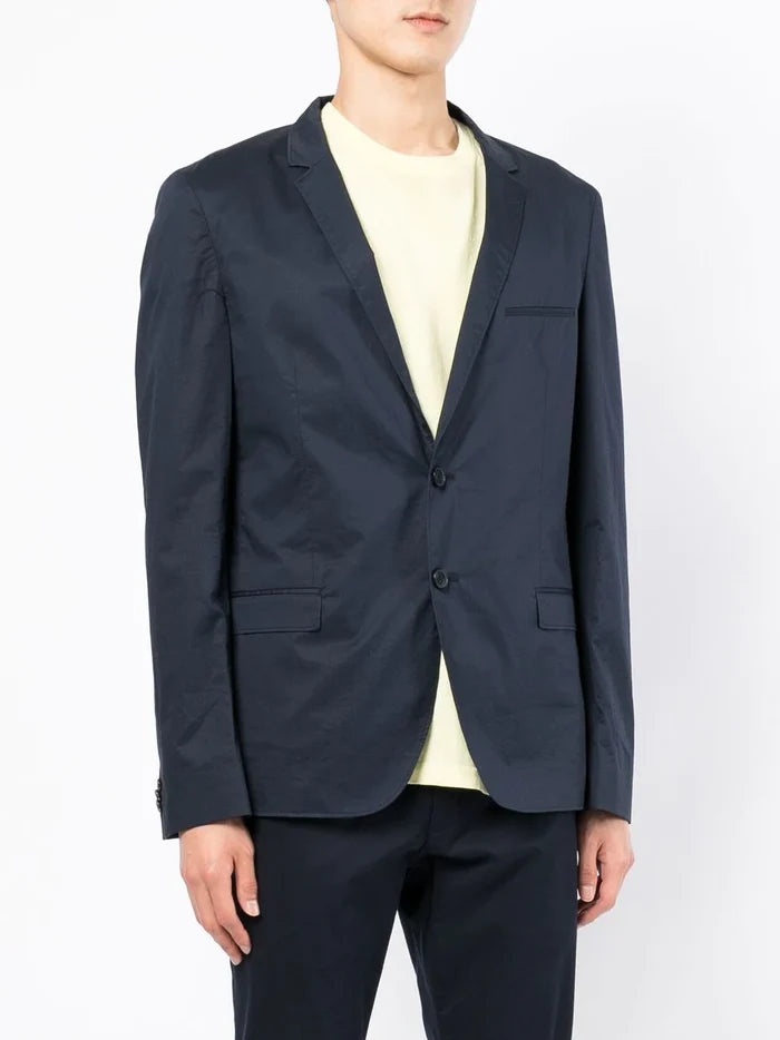 HUGO Button-fastening single-breasted jacket Blue - MAISONDEFASHION.COM