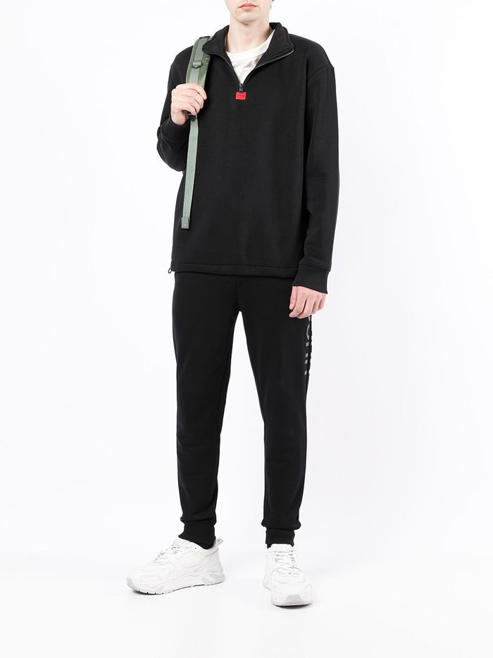 HUGO Half Zip Sweatshirt Black - MAISONDEFASHION.COM