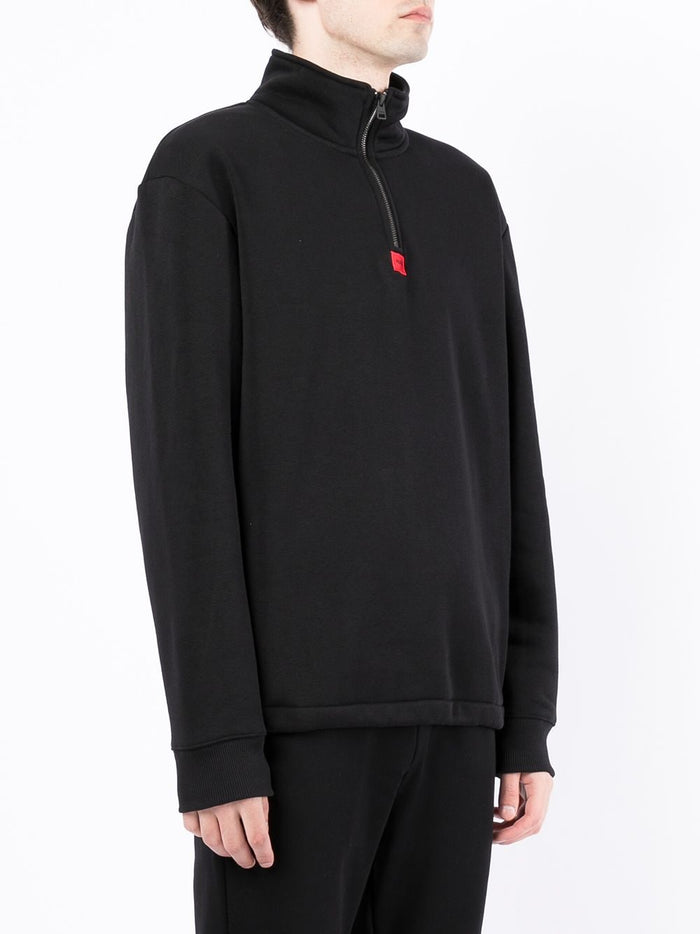 HUGO Half Zip Sweatshirt Black - MAISONDEFASHION.COM