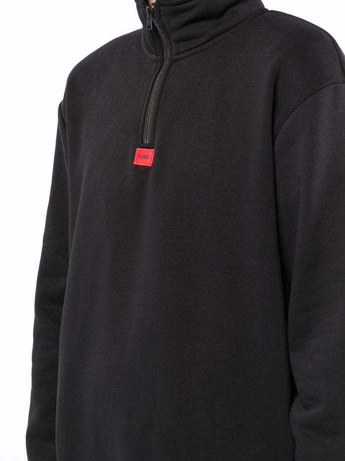 HUGO Half Zip Sweatshirt Black - MAISONDEFASHION.COM