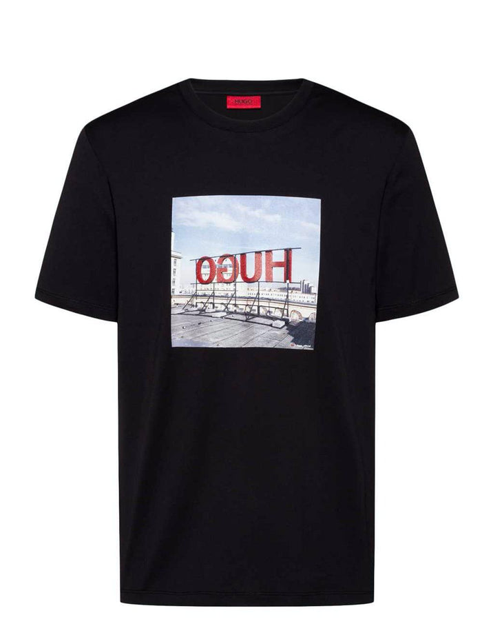 HUGO Landscape Print T-Shirt Black - Maison De Fashion