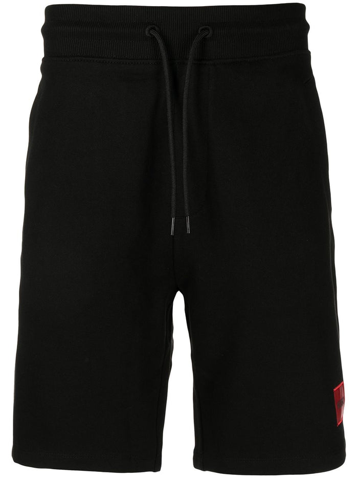 HUGO Logo Patch Shorts Black - MAISONDEFASHION.COM