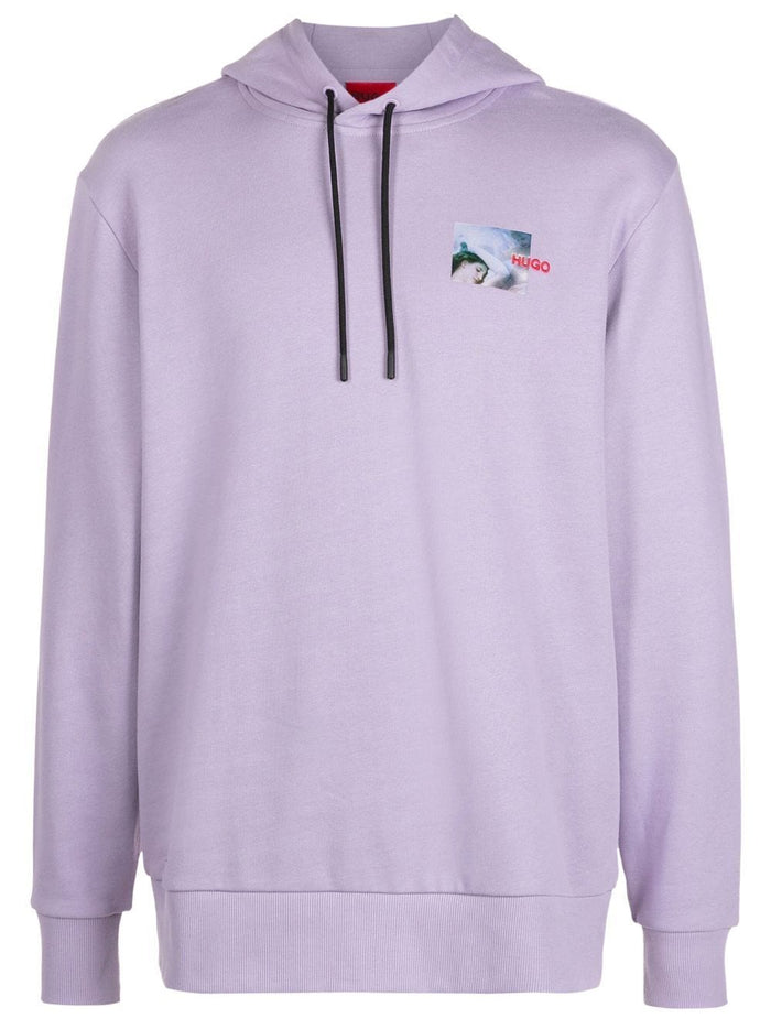 HUGO Logo-print hoodie Purple - MAISONDEFASHION.COM