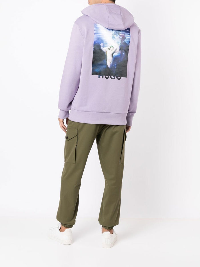 HUGO Logo-print hoodie Purple - MAISONDEFASHION.COM