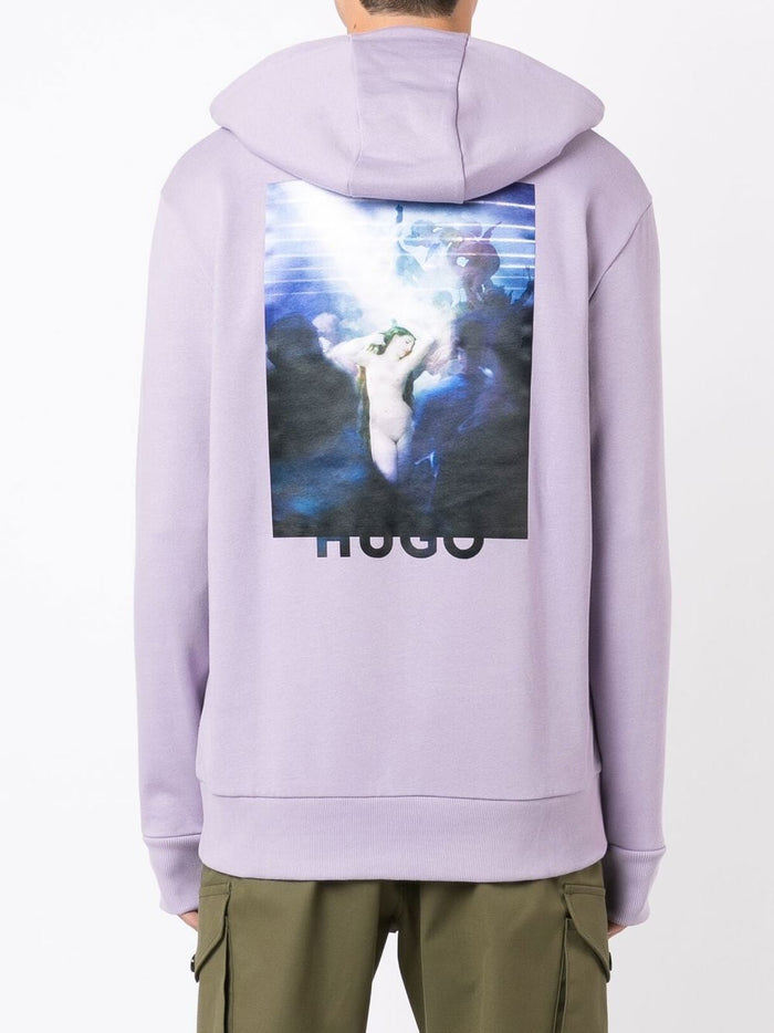 HUGO Logo-print hoodie Purple - MAISONDEFASHION.COM