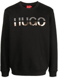 HUGO Split Logo Sweatshirt Black - MAISONDEFASHION.COM