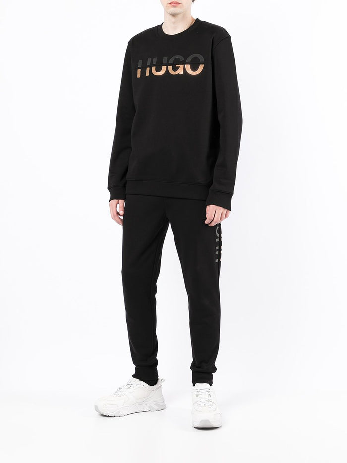 HUGO Split Logo Sweatshirt Black - MAISONDEFASHION.COM