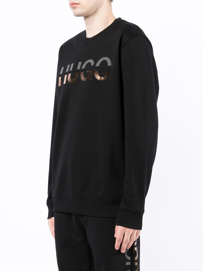 HUGO Split Logo Sweatshirt Black - MAISONDEFASHION.COM