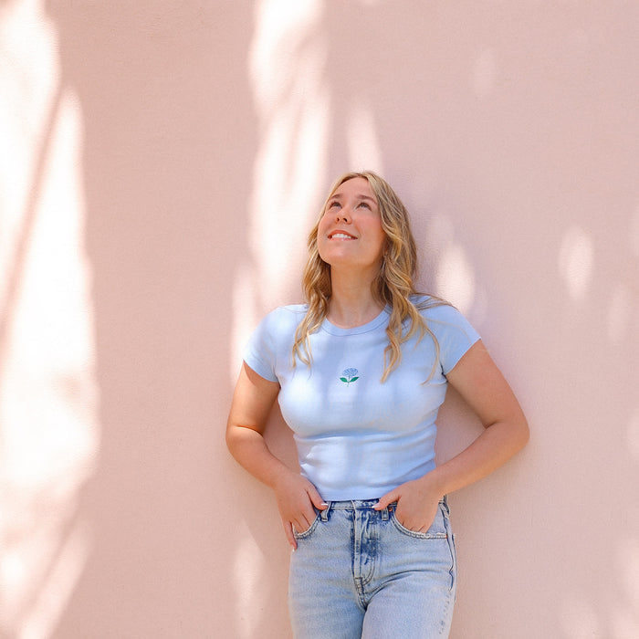 Hydrangea Baby Tee | Light Blue | Freshwater