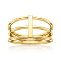 Yellow gold three-row bar ring with raised central bar design