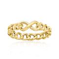 14kt yellow gold infinity curb-link ring with polished linked infinity band