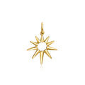14kt yellow gold sun charm pendant with loop bail, starburst rays