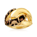 Gold-tone statement ring with leopard-print enamel oval center