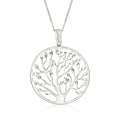 Sterling silver round tree of life pendant on a fine chain necklace