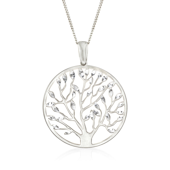Sterling silver round tree of life pendant on a fine chain necklace