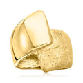 Gold-tone textured wrap ring with polished top, wide cuff band