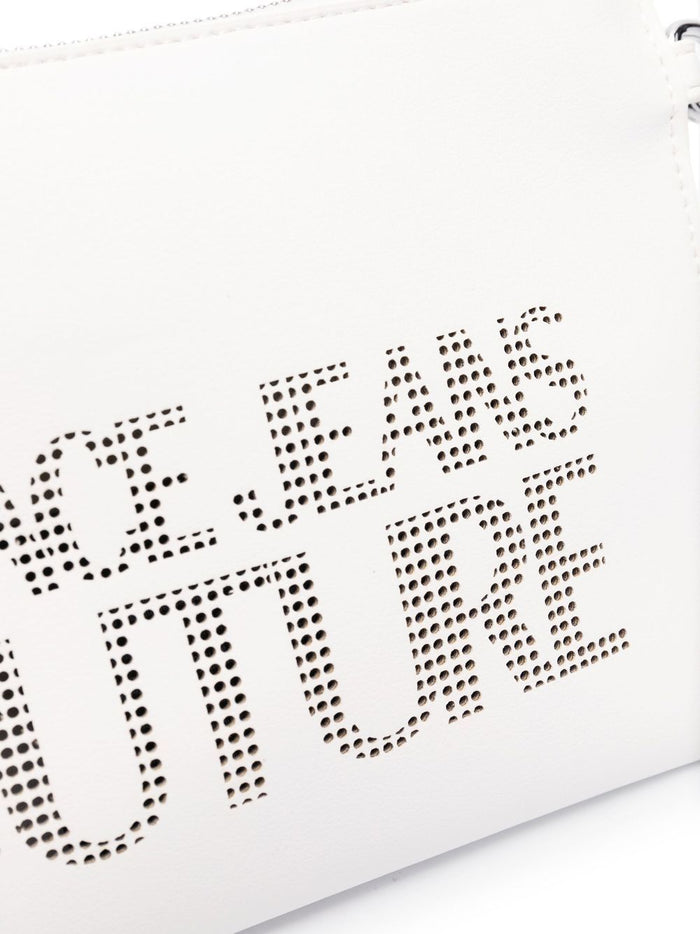 VERSACE JEANS COUTURE Perforated-logo clutch bag White - MAISONDEFASHION.COM