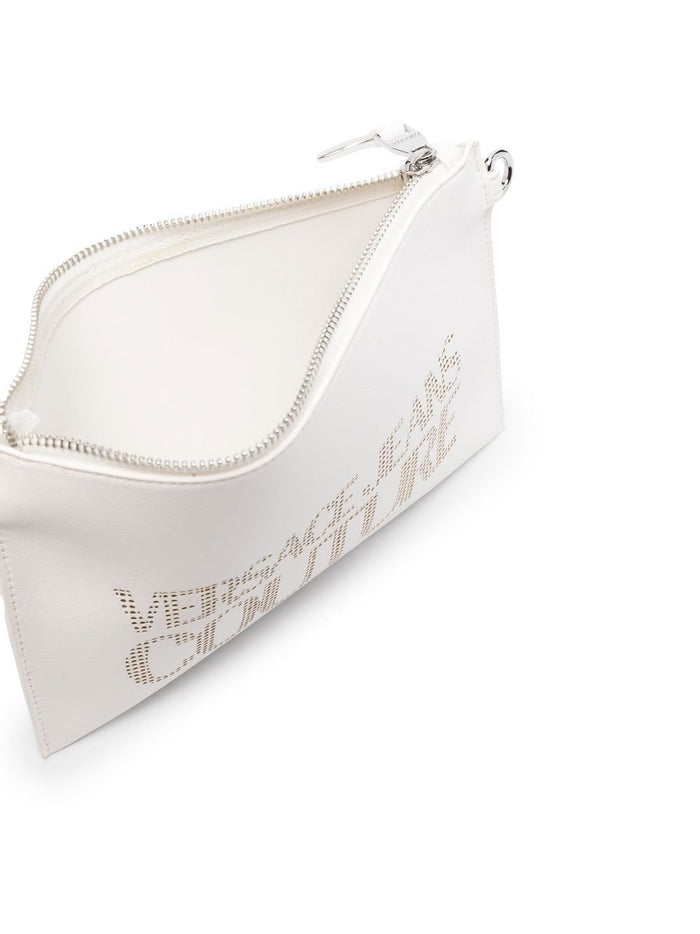 VERSACE JEANS COUTURE Perforated-logo clutch bag White - MAISONDEFASHION.COM