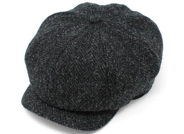 JP Cap Tweed Black & Charcoal Herringbone